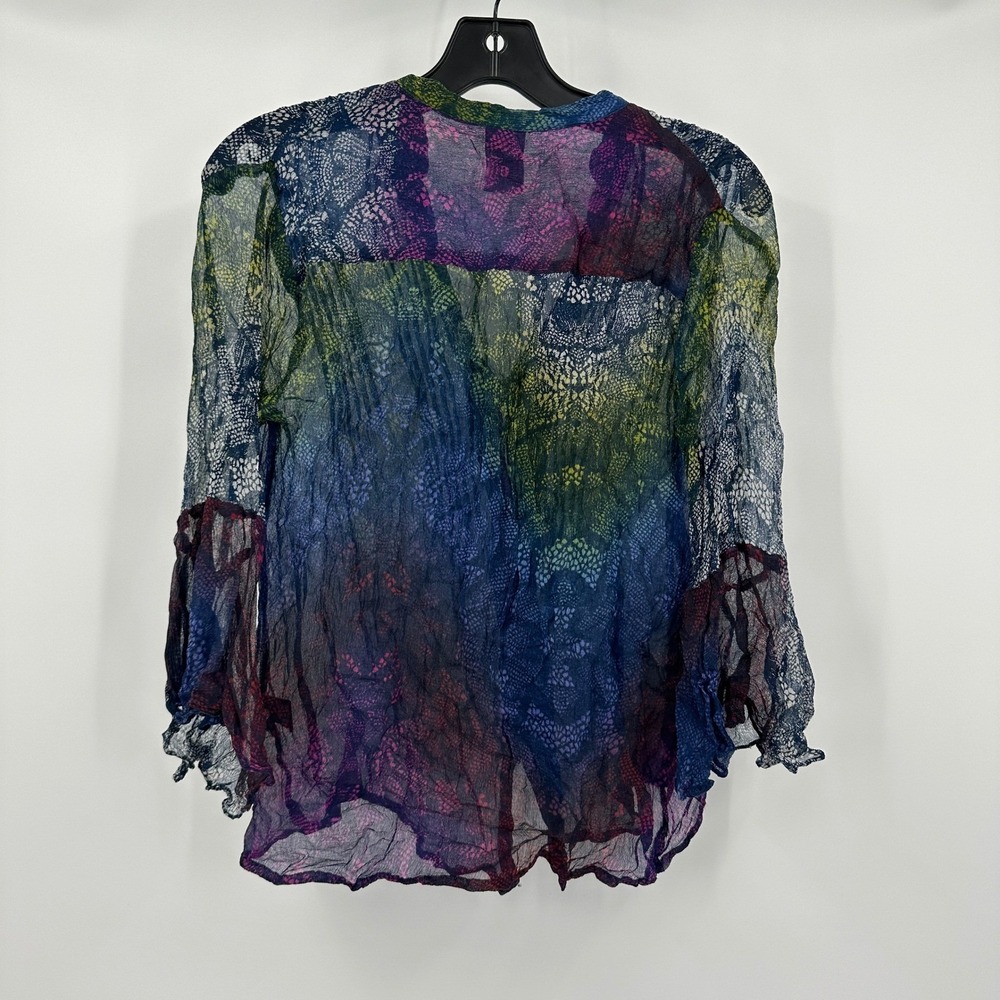 Womens Sheer Whimsigoth Top Size S Colorful Hippie Gypsy Romantic Ethereal - Picture 2 of 8